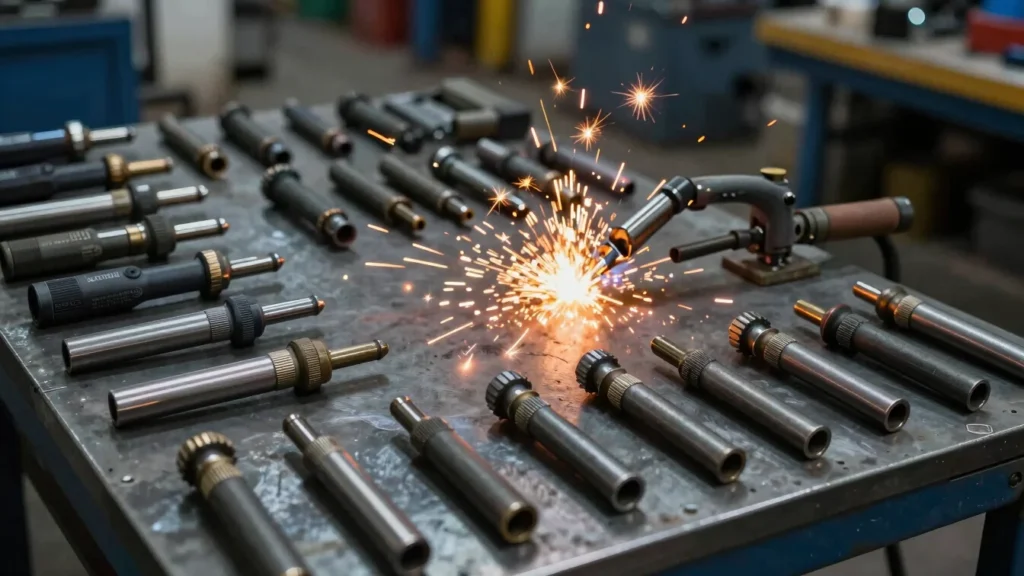 Oxy-fuel cutting and welding tips with torch kit parts